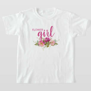 Blumenmädchen Rosa Wasserfarbe Florale Hochzeit T- T-Shirt