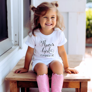 Blumenmädchen Schwarz Moderne Schrift Benutzerdefi Baby T-shirt
