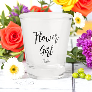 Blumenmädchen Schwarz Weiß Hochzeit Schnapsglas
