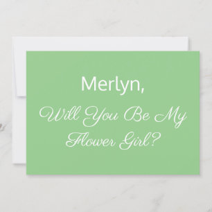 Blumenmädchen-Vorschlag Sage Grüne Minimale Hochze Einladung