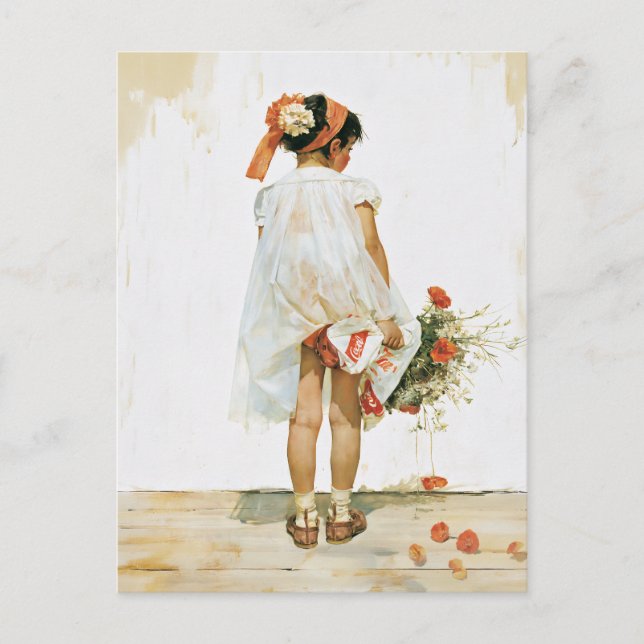 Blumenmädchen-Wasserfarbillustration Postkarte (Vorderseite)