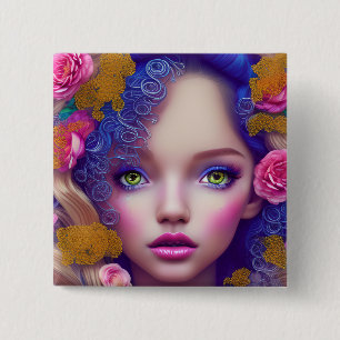 Blumenmädchenprinzessin inspiriert von der ukraini button