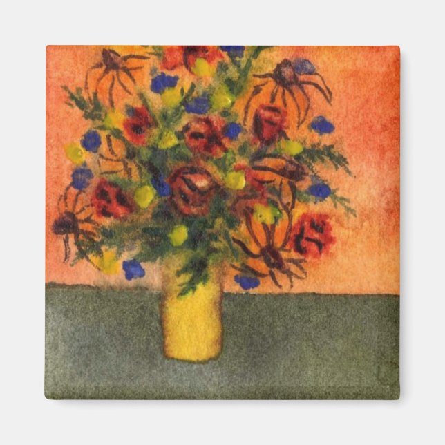 Blumenmagnet "Gelbe Vase" Magnet (Vorne)