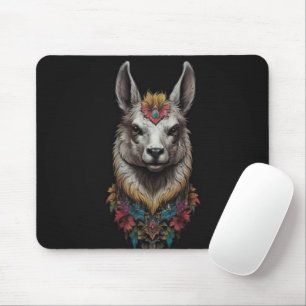 "BlumenMajestät: Ein Lama mit Blüten verziert" Mousepad