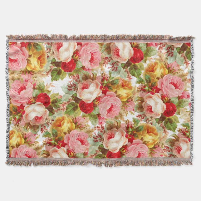 Blumenmalerei der Vintagen Rosen des Boho Decke (Vorderseite)