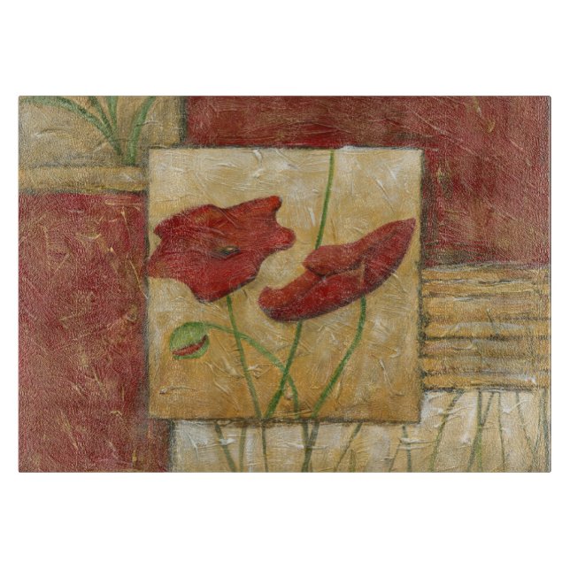 Blumenmalerei mit sichtbaren Bürsten-Anschlägen Schneidebrett (Vorderseite)