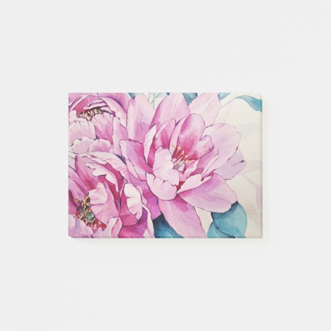 Blumenmalerei Post-it Klebezettel (Vorderseite)