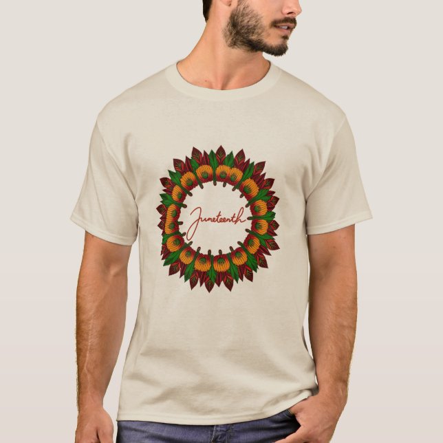 Blumenmandala, afrikanisch inspiriert T-Shirt (Vorderseite)