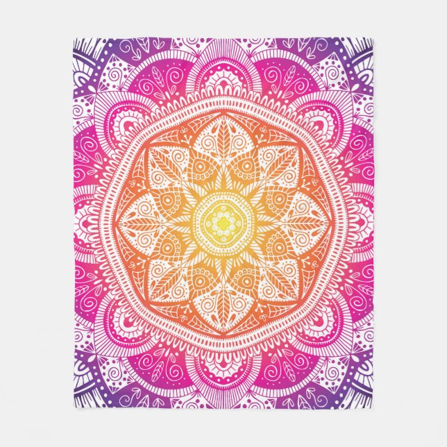 Blumenmandala: farbenfroh Vintag. Fleecedecke (Vorderseite)