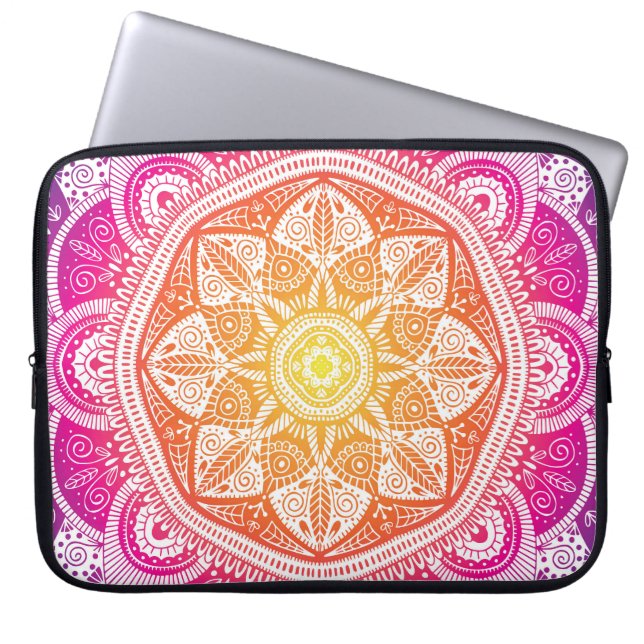 Blumenmandala: farbenfroh Vintag. Laptopschutzhülle (Vorderseite)
