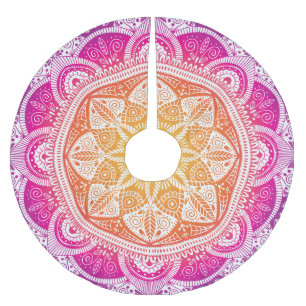 Blumenmandala: farbenfroh Vintag. Polyester Weihnachtsbaumdecke