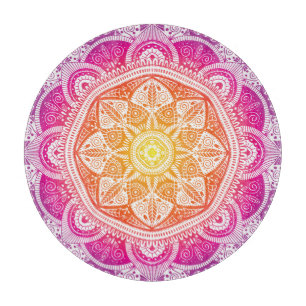 Blumenmandala: farbenfroh Vintag. Schneidebrett