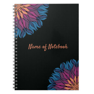 Blumenmandala in Blau und Mauve Notizblock