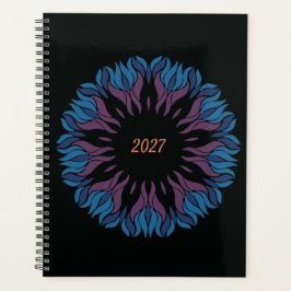 Blumenmandala in Blau und Mauve Planer