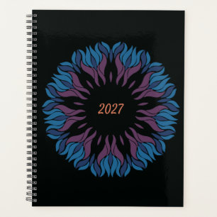 Blumenmandala in Blau und Mauve Planer