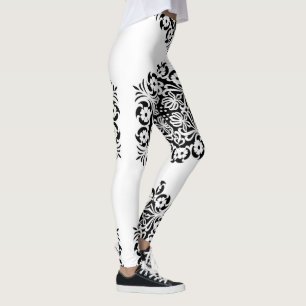 BlumenMandala in Schwarz und Weiß Leggings