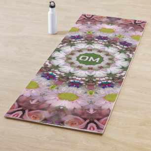 Blumenmandala mit optionalem OM-Text Yogamatte