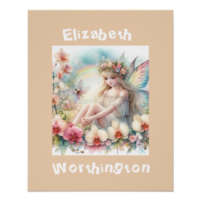 Blumenmärchen der Aquarelldruckerin, rosa Poster (Vorderseite)
