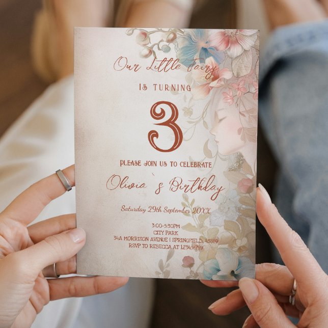 Blumenmärchen Thema Kindergeburtstag Party Einladung (Von Creator hochgeladen)