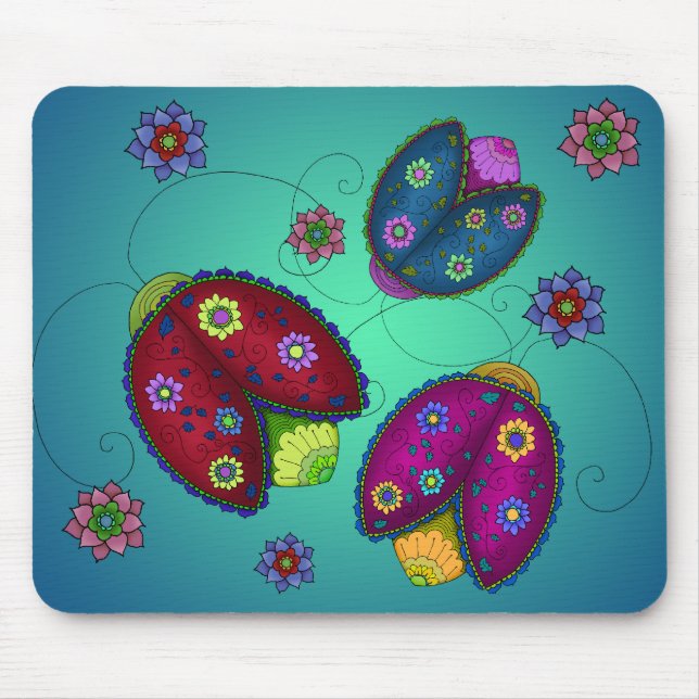 Blumenmarienkäfer Mousepad (Vorne)