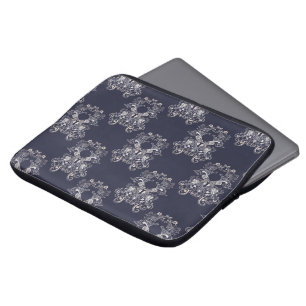 Blumenmarinemuster der barocken Art Laptopschutzhülle