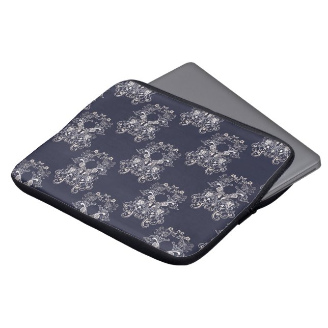 Blumenmarinemuster der barocken Art Laptopschutzhülle (Vorne Oben)