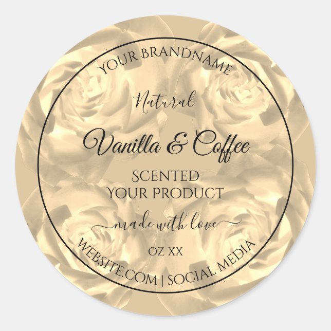 Blumenmarken Beige Rose Cremefarben Runder Aufkleber (Vorderseite)