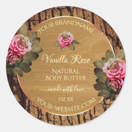 Blumenmarken Brown Wood Grain Tree Bark Runder Aufkleber