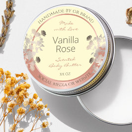 Blumenmarken Creme und Rose Gold Rahmen Runder Aufkleber