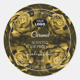 Blumenmarken Gelbe Rose mit Logo Runder Aufkleber