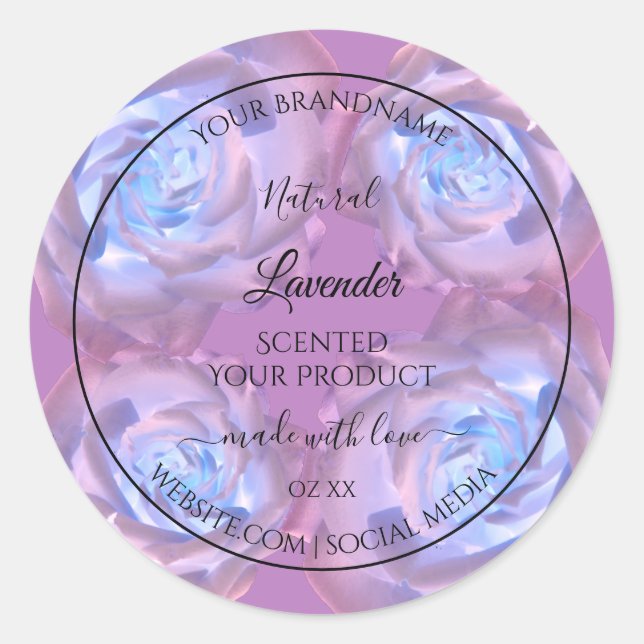 Blumenmarken Leuchtende Lila blaue Rose Runder Aufkleber (Vorderseite)