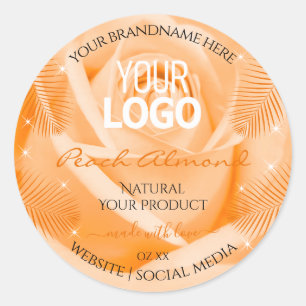 Blumenmarken Orange Rose Palm Blätter Logo Runder Aufkleber