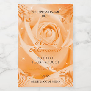Blumenmarken Orangefarbene Rose mit Palm-Blätter Lebensmitteletikett