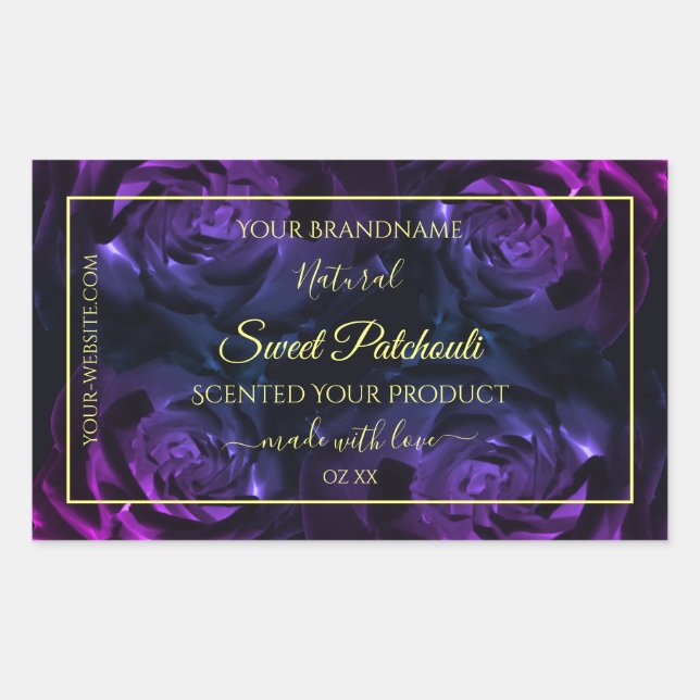 Blumenmarken Rosa Lila blühende Rose Rechteckiger Aufkleber (Vorderseite)