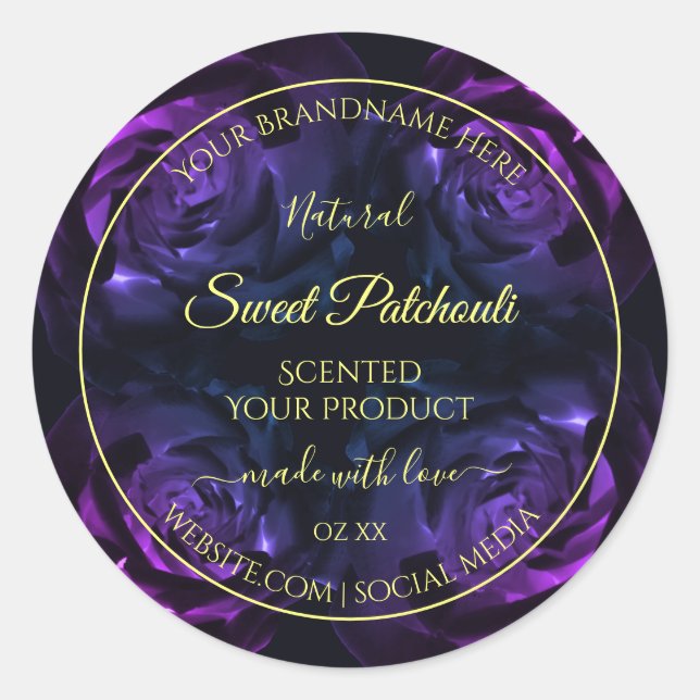 Blumenmarken Rosa Lila blühende Rose Runder Aufkleber (Vorderseite)