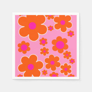 Blumenmarkt Amsterdam Retro-Blumen Pink Orange Serviette