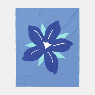 Blumenmarkt Druck Mykonos Retro Vintage Blau Fleecedecke
