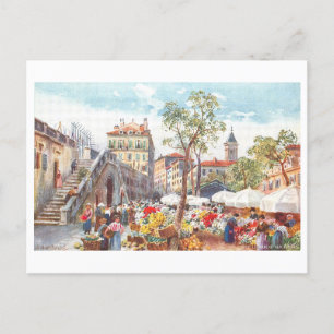 Blumenmarkt in Nizza, Frankreich, Vintage-Postkart Postkarte