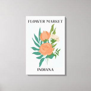 Blumenmarkt Indiana Pfirsich Pfingstrose Floral Leinwanddruck