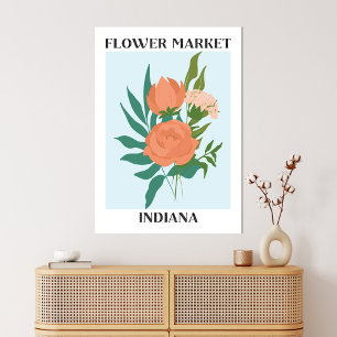 Blumenmarkt Indiana Pfirsich Pfingstrose Floral Leinwanddruck
