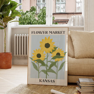 Blumenmarkt Kansas Gelbe Sonnenblume Floral Poster