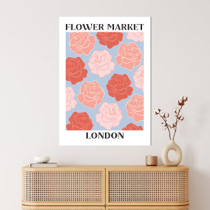 Blumenmarkt London Blush Pink Rote Rosen Floral Leinwanddruck