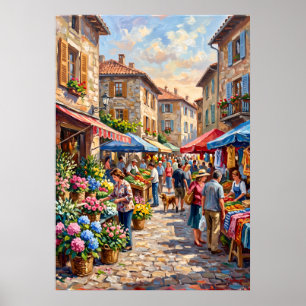 Blumenmarkt-Straßenszene Poster
