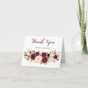 BlumenMarsala Boho Burgunder danken Ihnen zu Dankeskarte