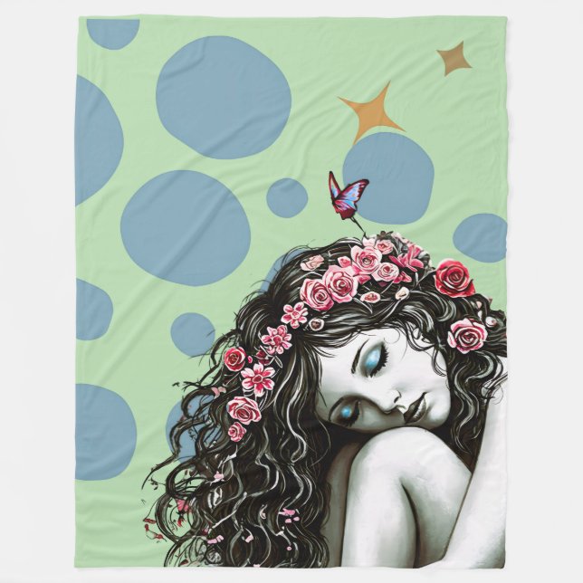 Blumenmaske - Portrait "Whimsical Nature" Fleecedecke (Vorderseite)