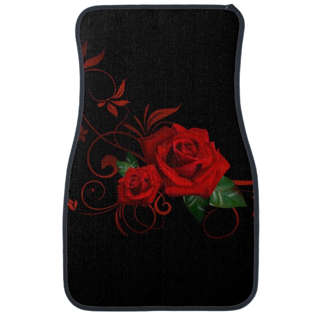 Blumenmatten der schwarzen Rote Rose Autofußmatte