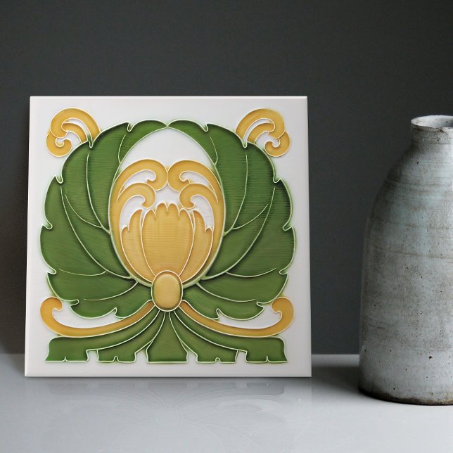 Blumenmauer Dekoration Jugendstil Vintager deutsch Fliese (Von Creator hochgeladen)