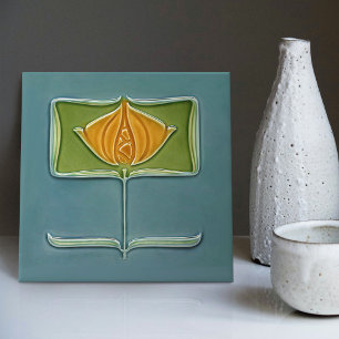 Blumenmauer Dekoration Jugendstil Vintages Abstrak Fliese