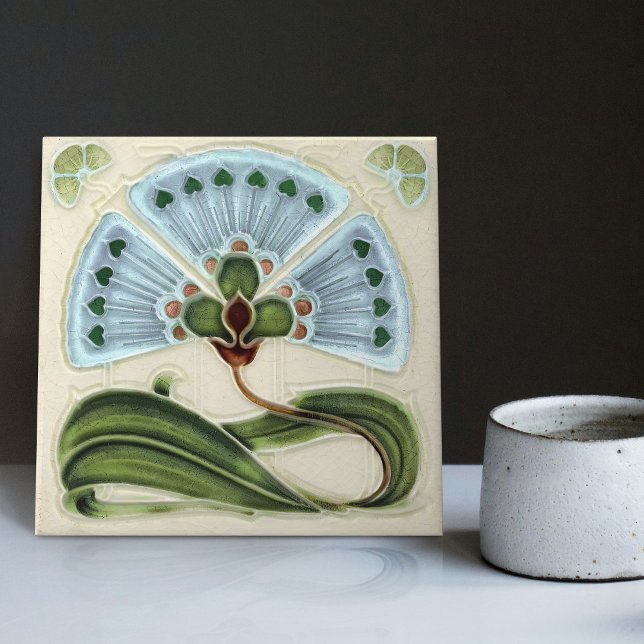 Blumenmauerdekor Jugendstil Vintager Deko Fliese (Von Creator hochgeladen)