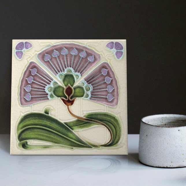 Blumenmauerdekor Jugendstil Vintager Deko Fliese (Von Creator hochgeladen)